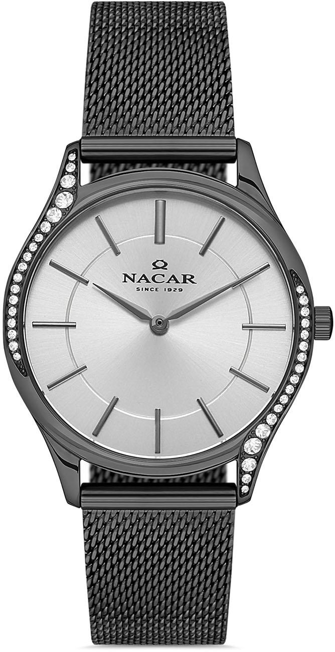 Nacar 36-392020-GSM 30 mm Antrasit Hasır Kordon Analog Kadın Kol Saati