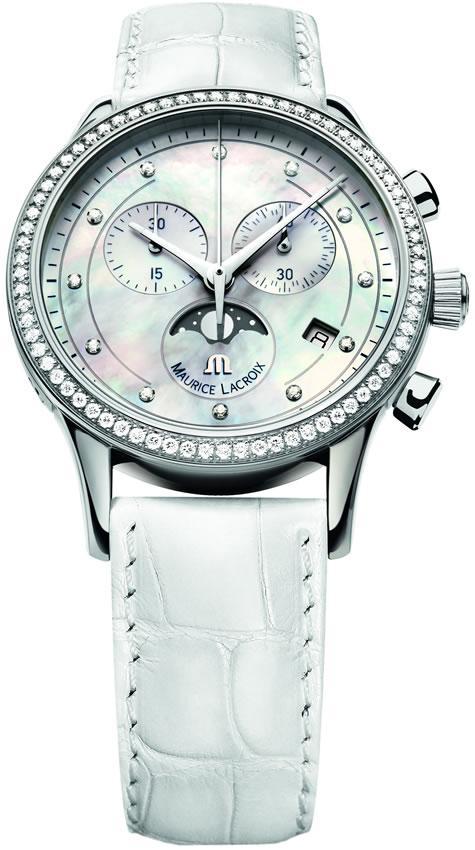 Maurice Lacroix LC1087-SD501-160 Takvimli 38 mm Beyaz Deri Kordon Analog Kadın Kol Saati