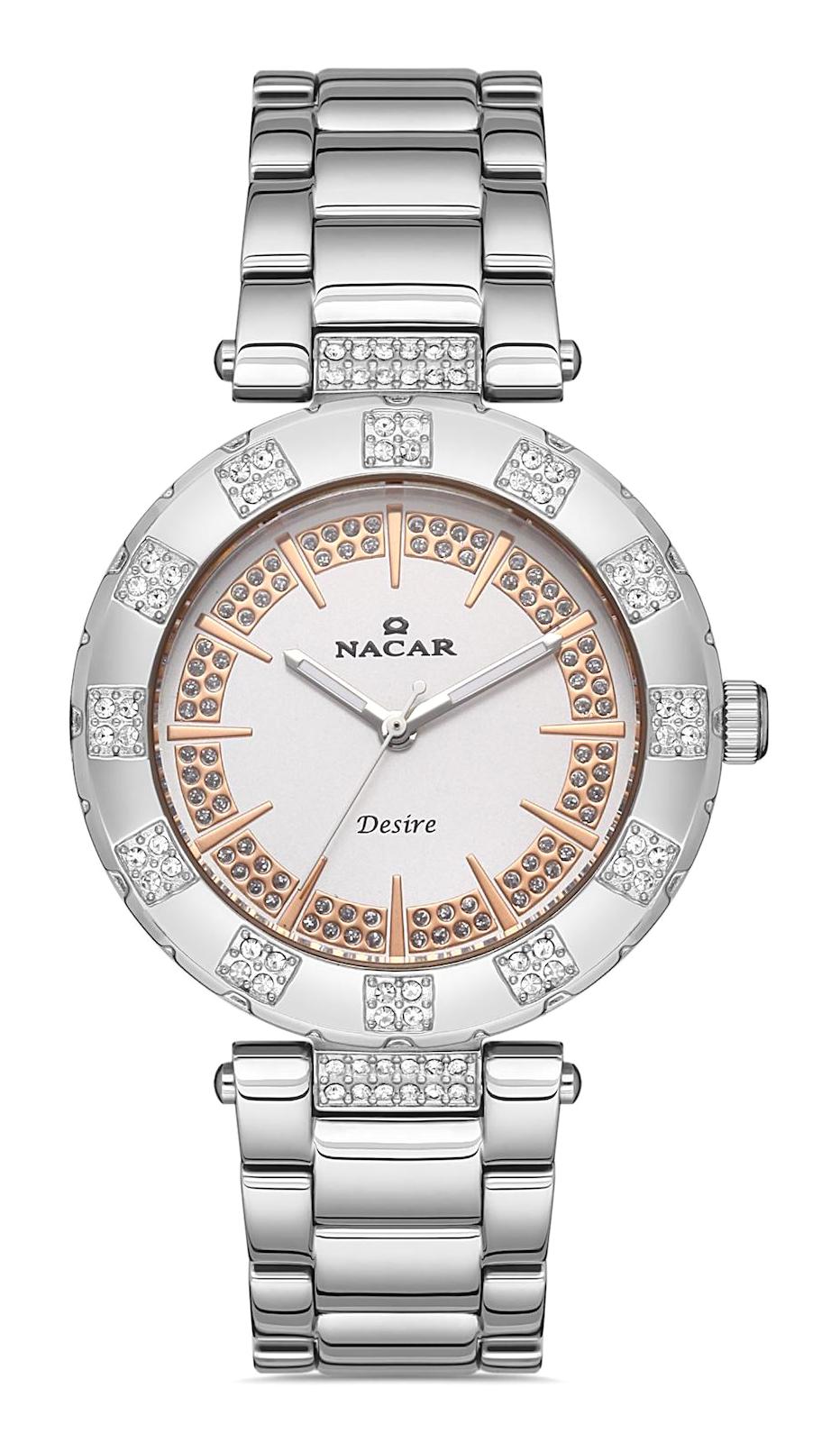 Nacar 103931009-ASMS 38 mm Gri Metal Kordon Analog Kadın Kol Saati