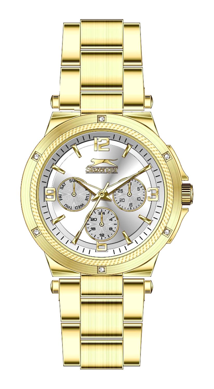 Slazenger SL.09.2164.4.04 Takvimli 38 mm Altın Çelik Kordon Analog Kadın Kol Saati