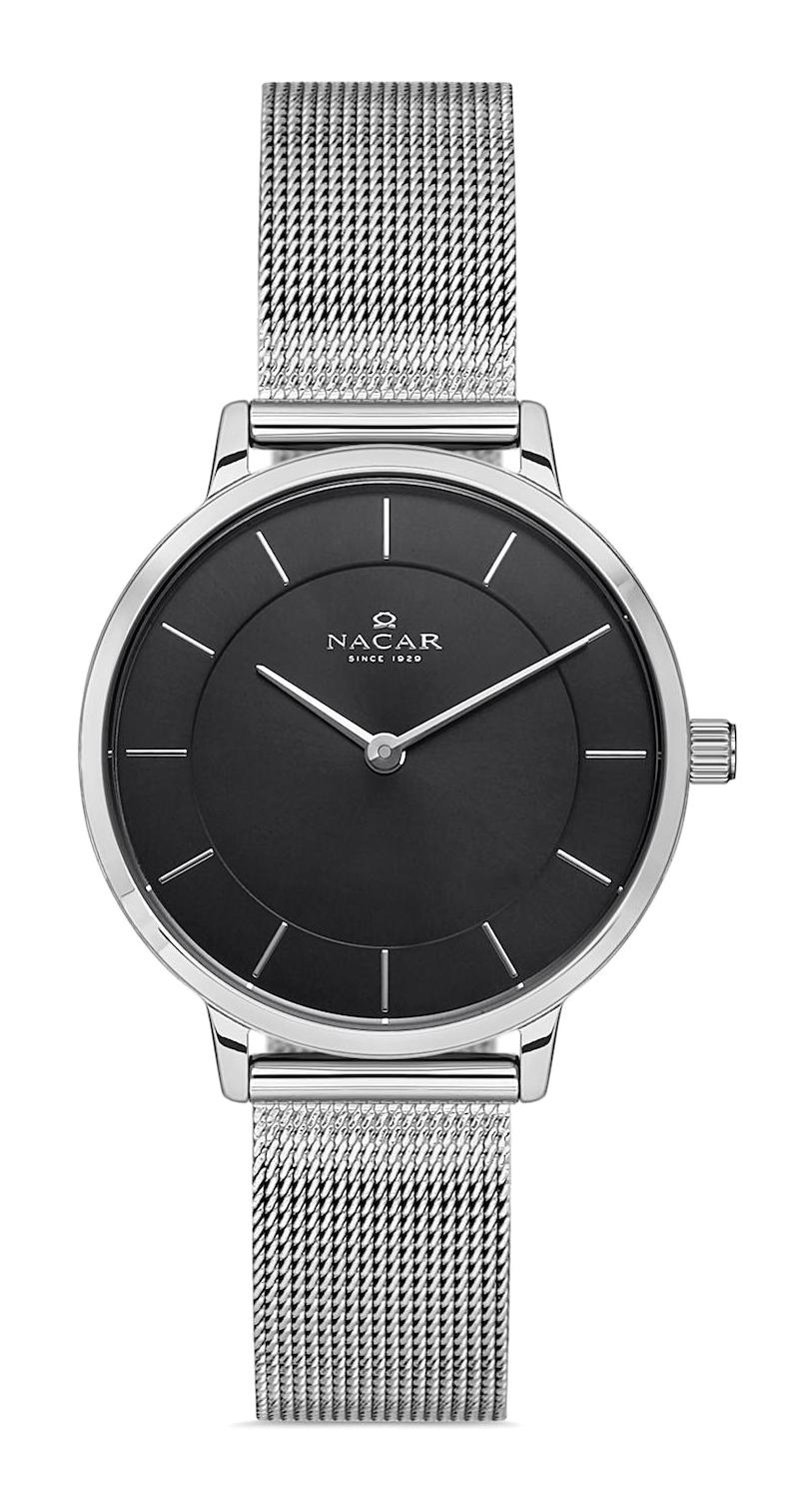Nacar 173930360-ABM 32 mm Gri Hasır Kordon Analog Kadın Kol Saati