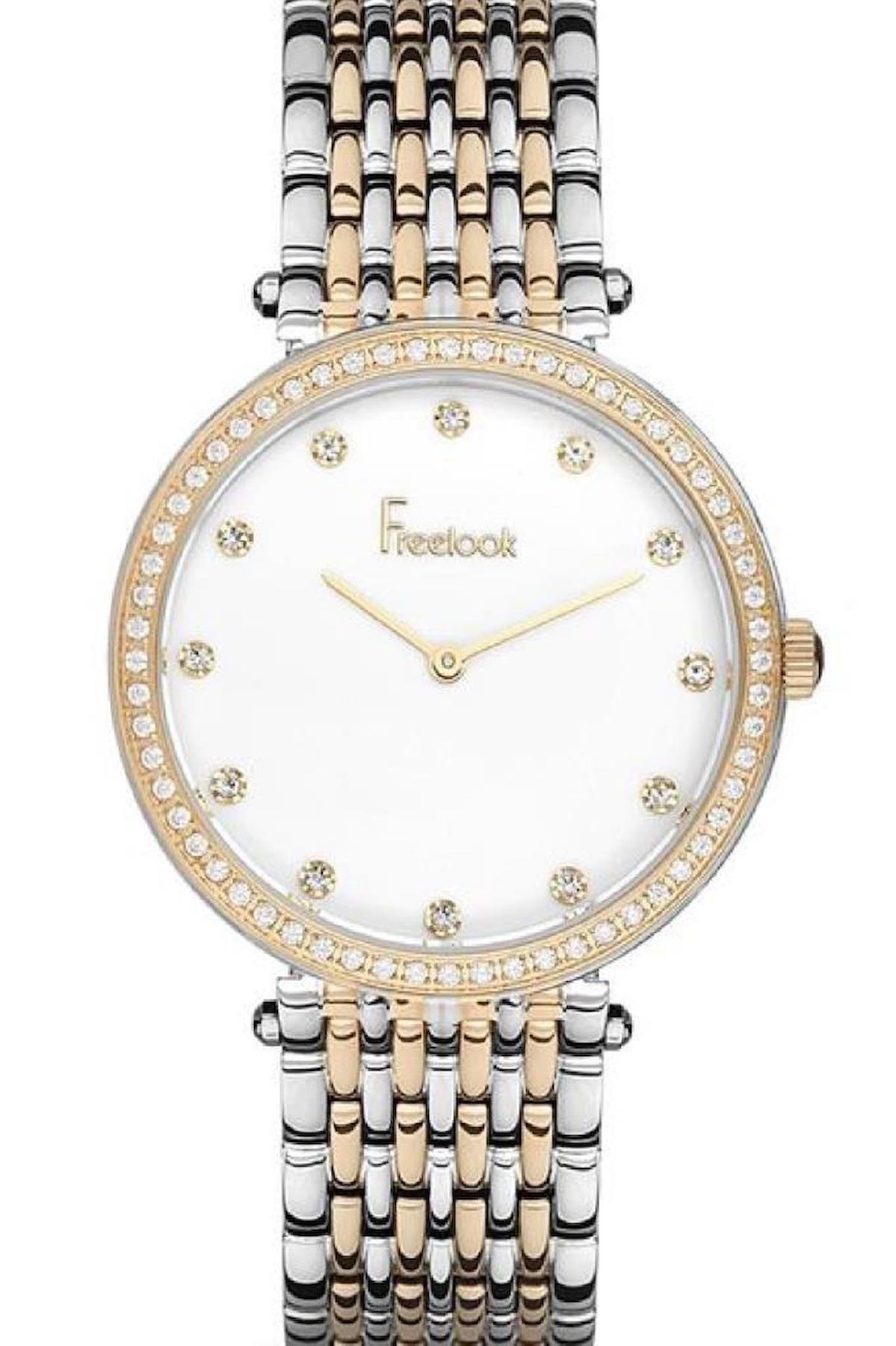 Freelook F.7.1001.03 35 mm Altın-Gri Çelik Kordon Analog Kadın Kol Saati