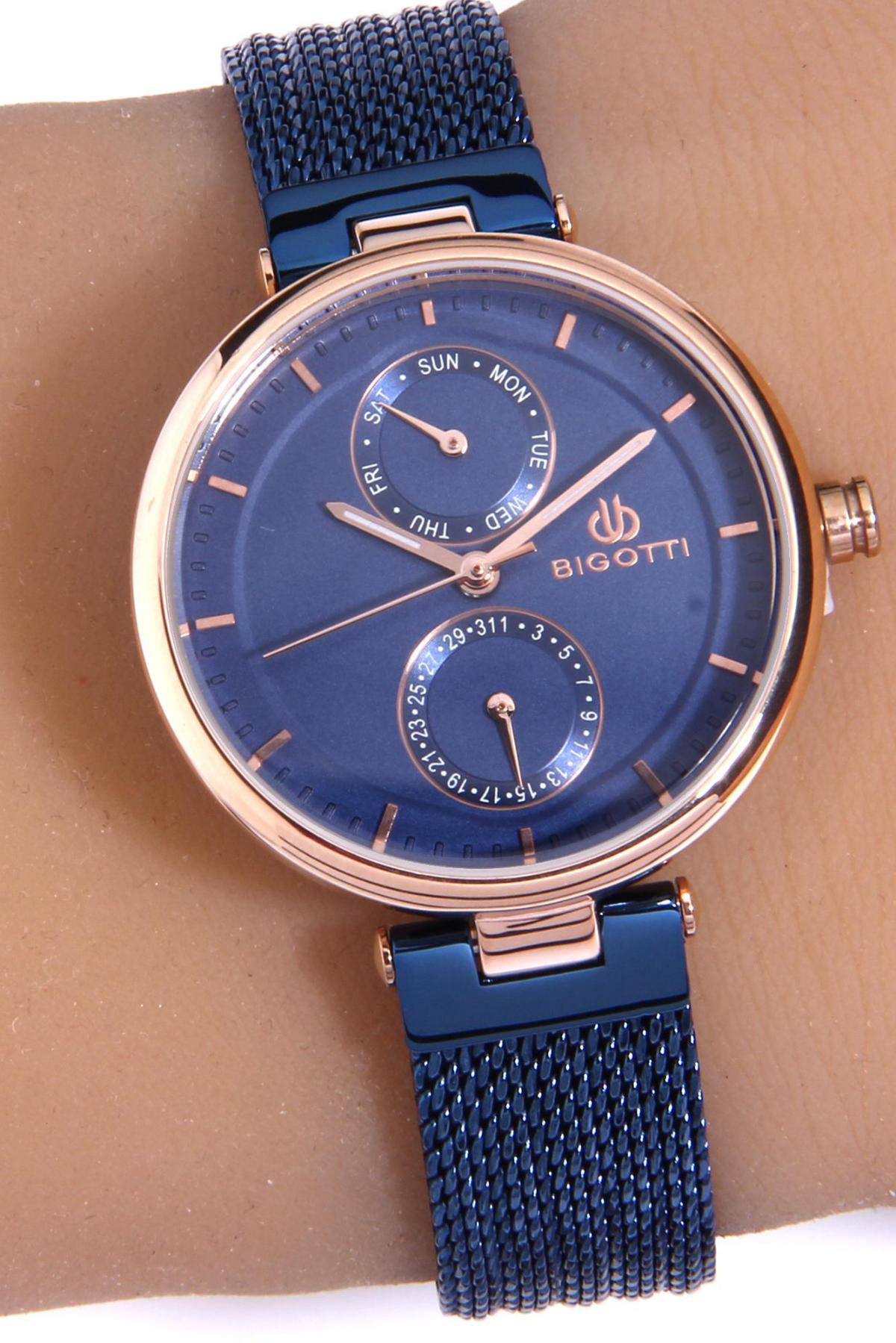 Bigotti Milano 36 mm Lacivert Hasır Kordon Analog Kadın Kol Saati