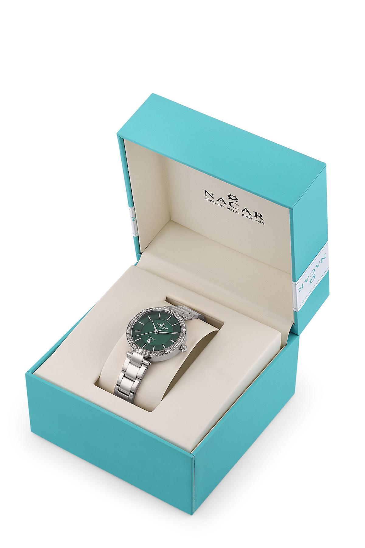 Nacar 3439B662-ANMS Takvimli 33 mm Gri Metal Kordon Analog Kadın Kol Saati