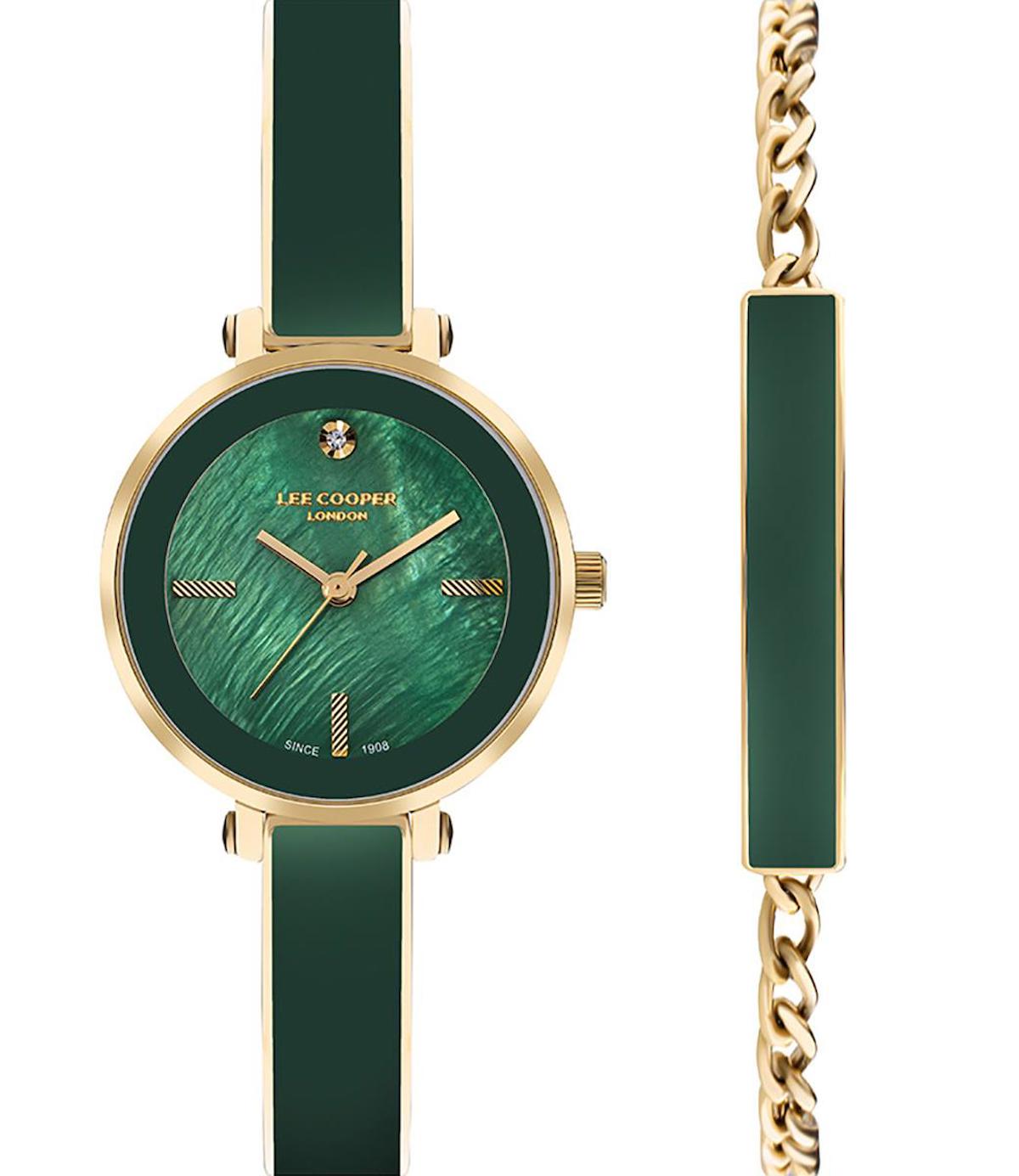 Lee Cooper LC07813.170 40 mm Yeşil Metal Kordon Analog Kadın Kol Saati