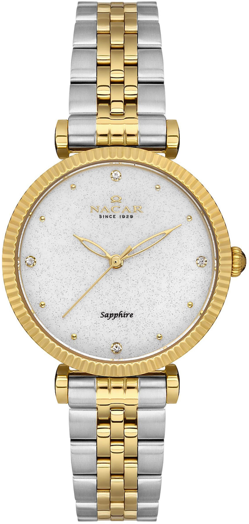 Nacar NC34-390553-CSMS 32 mm Altın-Gri Çelik Kordon Analog Kadın Kol Saati