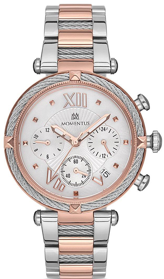 Momentus CS375T-02SR Takvimli 38 mm Gri-Rose Gold Çelik Kordon Analog Kadın Kol Saati