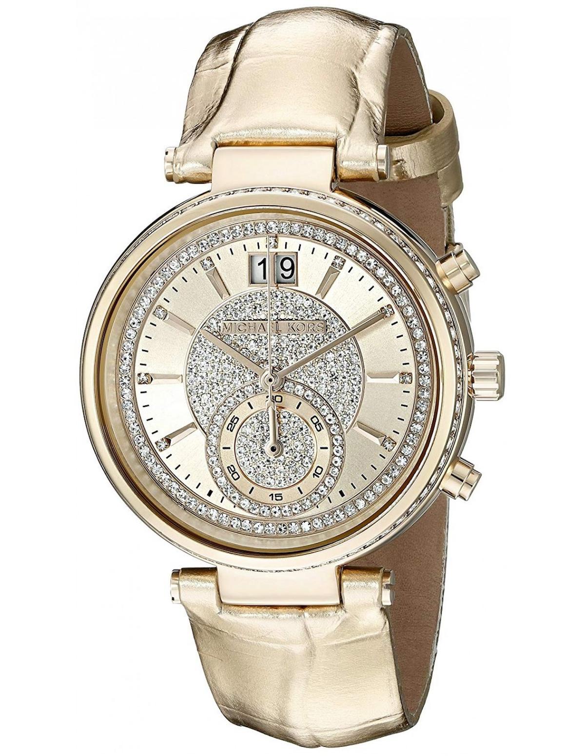 Michael Kors MK2444 Takvimli 40 mm Altın Deri Kordon Analog Kadın Kol Saati