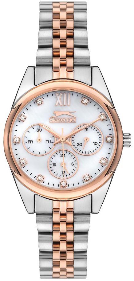Slazenger SL.09.1990.4.01 Takvimli 34 mm Gri-Rose Gold Çelik Kordon Analog Kadın Kol Saati