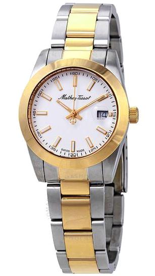 Mathey-Tissot D450BI Takvimli 36 mm Gri Çelik Kordon Analog Kadın Kol Saati