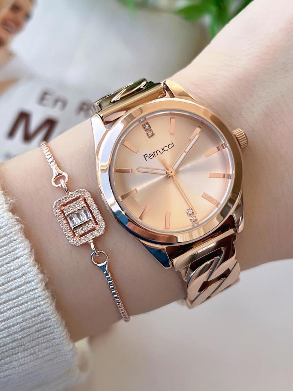 Ferrucci FRC.2.801 35 mm Rose Gold Çelik Kordon Analog Kadın Kol Saati