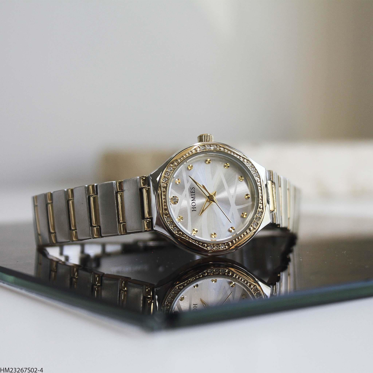 Homies HM23267S02-4 30 mm Altın-Gri Çelik Kordon Analog Kadın Kol Saati