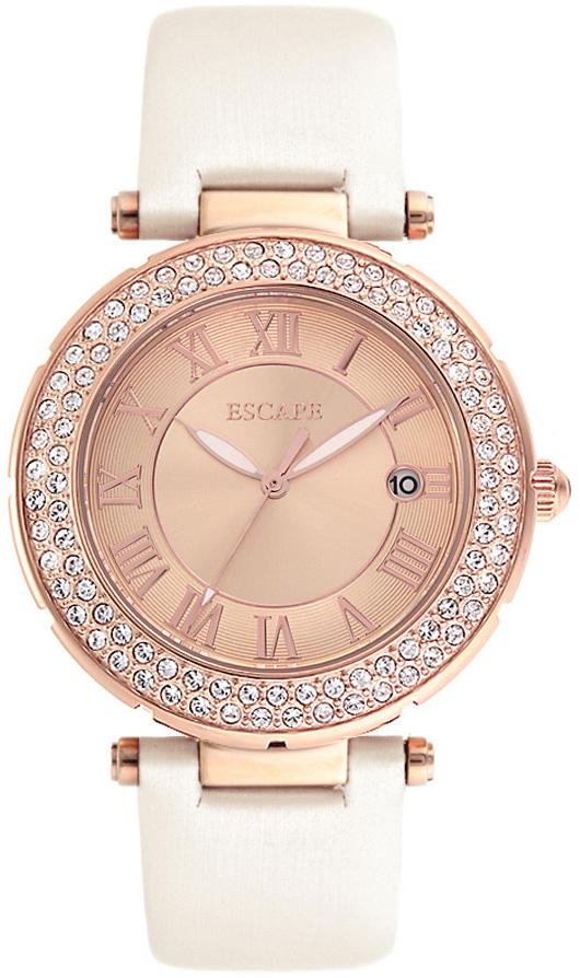 Escape EC1069-104 Takvimli 40 mm Krem Deri Kordon Analog Kadın Kol Saati