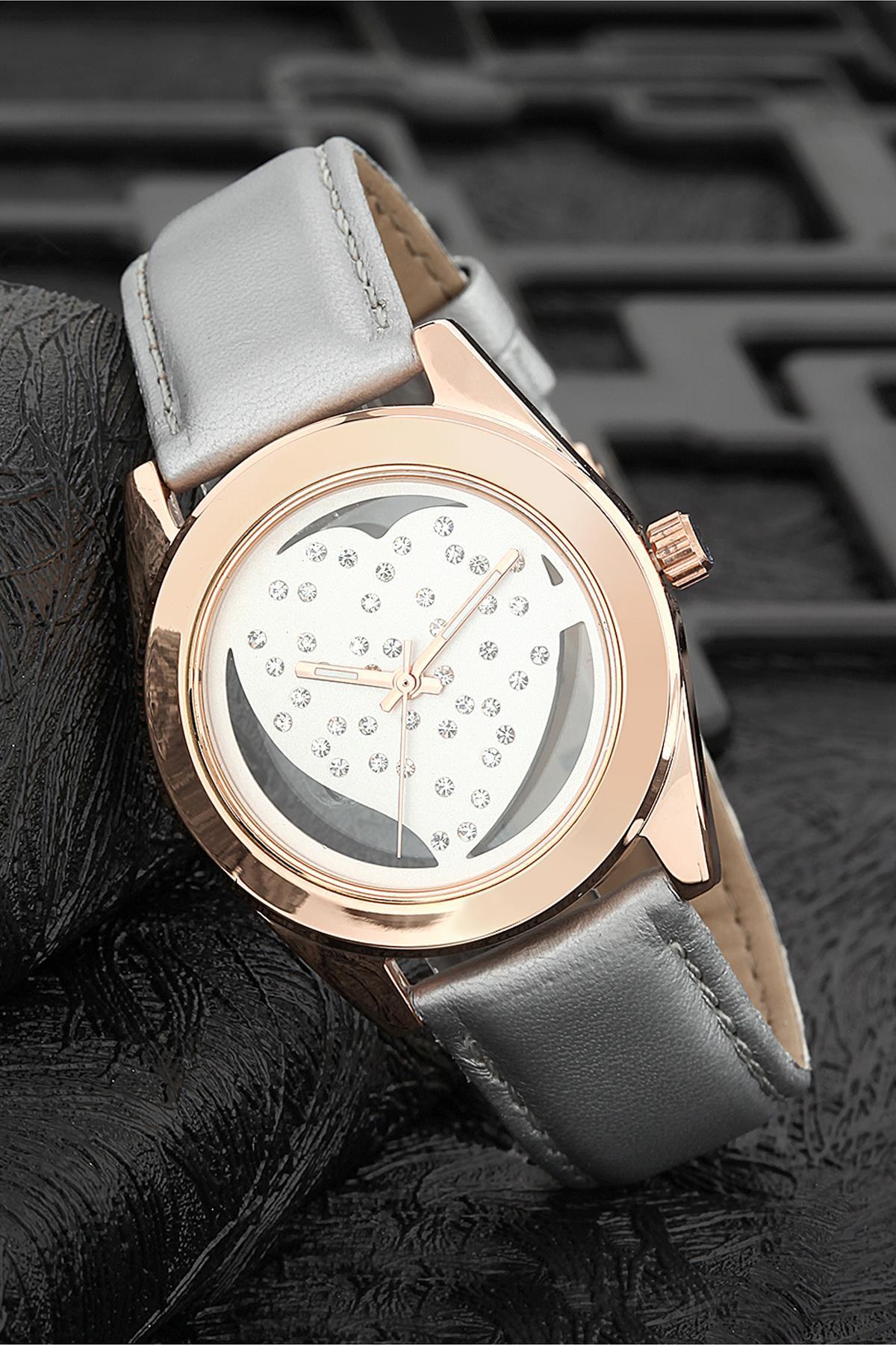 Ferrucci FRK1005 38 mm Gri Deri Kordon Analog Kadın Kol Saati