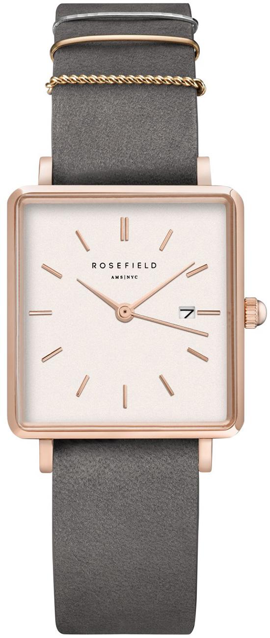 Rosefield QWGR.Q12 Takvimli 28 mm Gri Deri Kordon Analog Kadın Kol Saati