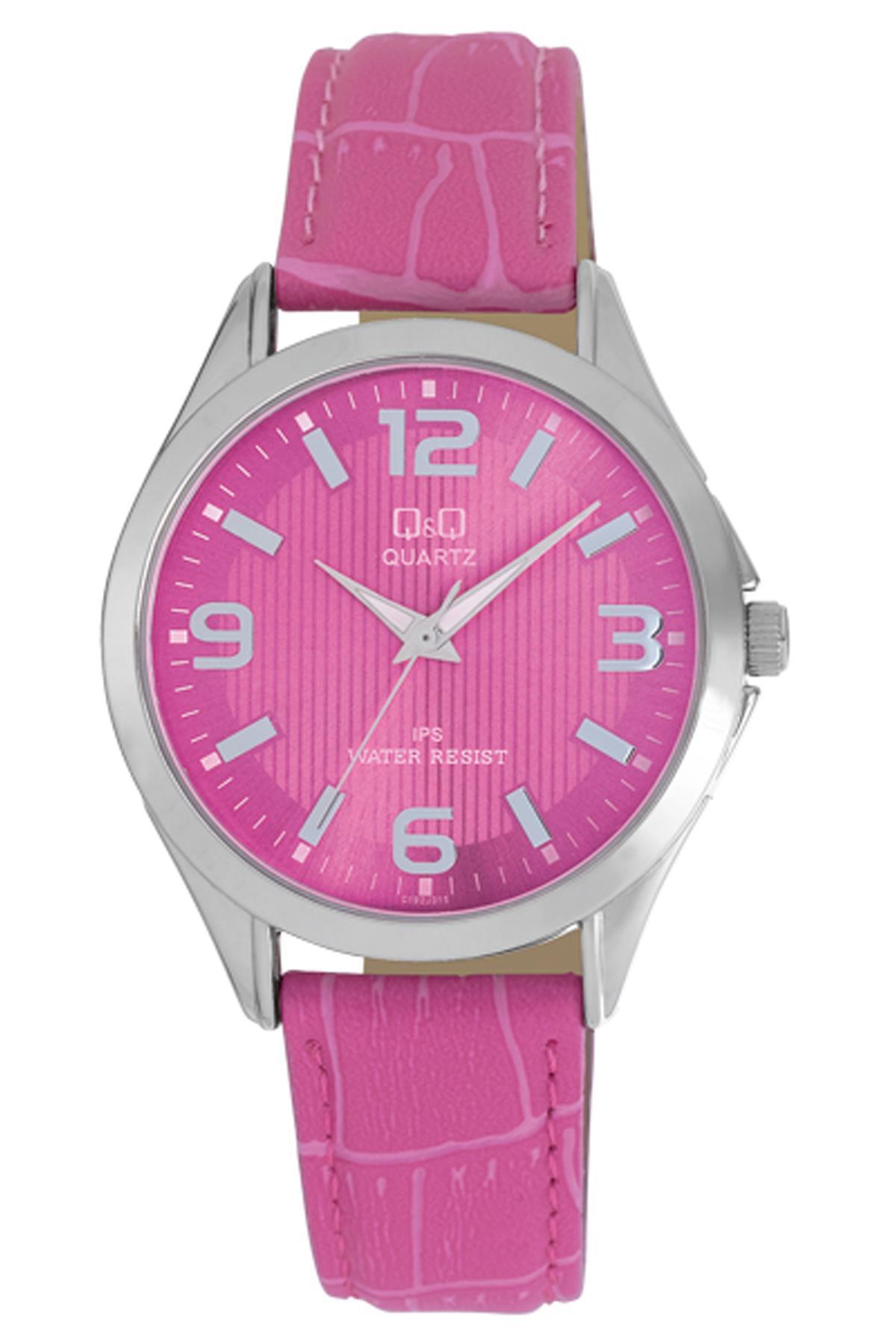 Q&Q 3A507 36 mm Pembe Deri Kordon Analog Kadın Kol Saati