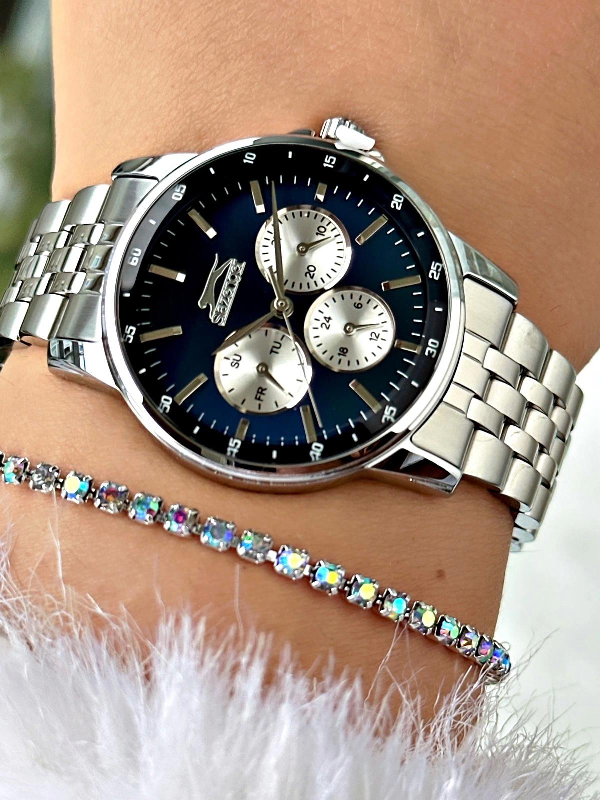 Slazenger SL.09.2009.4.03 Takvimli 36 mm Gri Çelik Kordon Analog Kadın Kol Saati