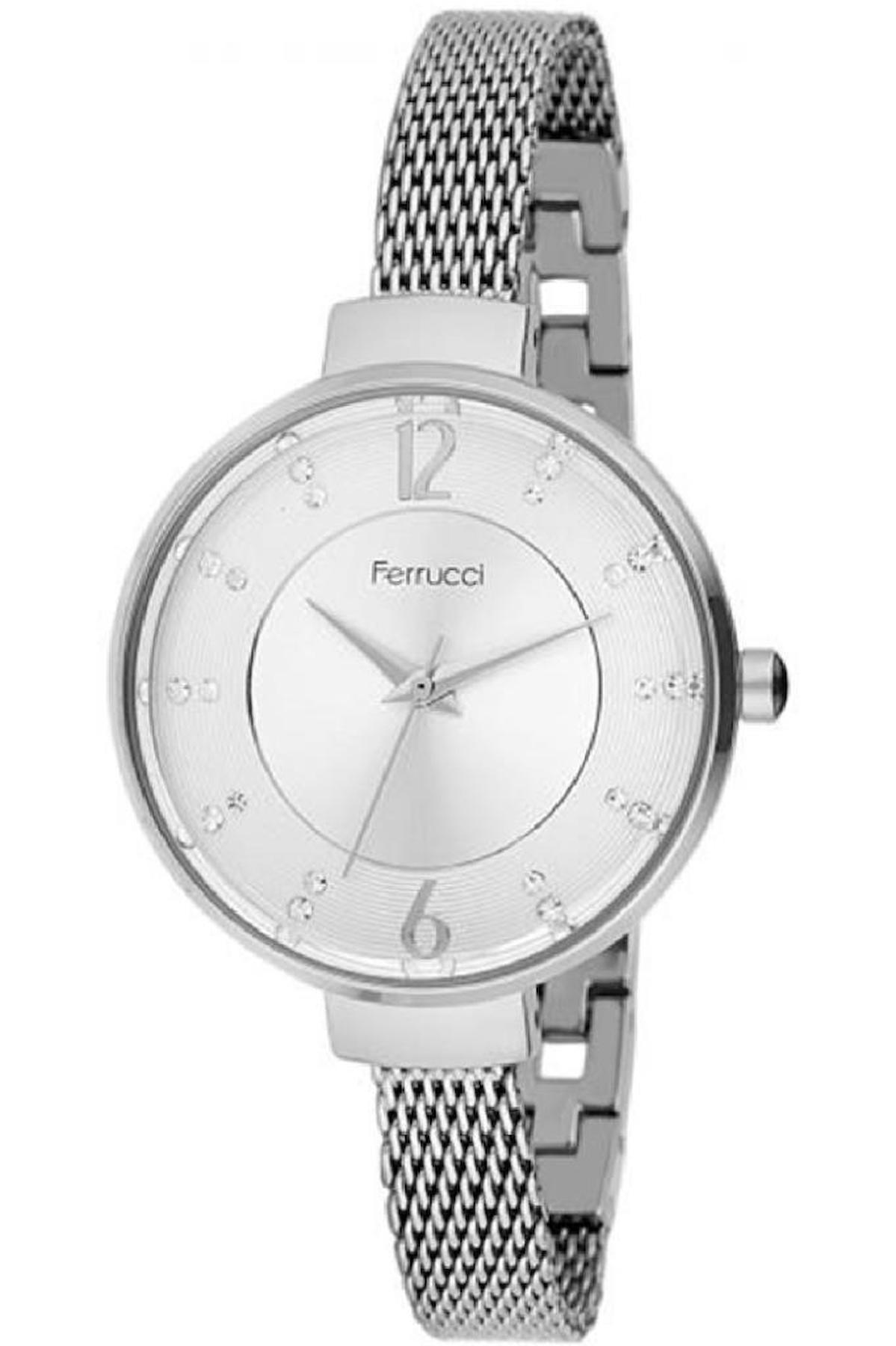 Ferrucci FC.11622H.05 34 mm Gri Çelik-Hasır Kordon Analog Kadın Kol Saati