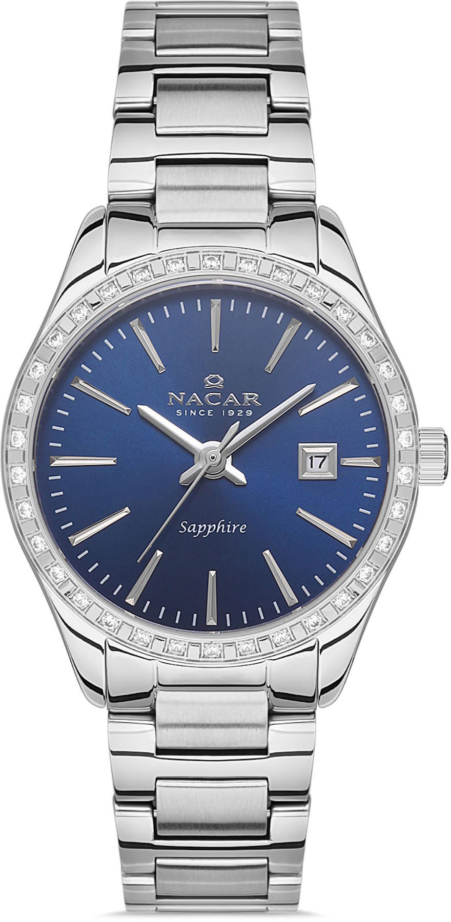 Nacar 33-398305-ALMS Takvimli 32 mm Gri Metal Kordon Analog Kadın Kol Saati