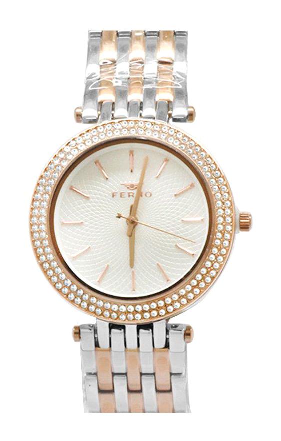 Ferro TH-F61576A-E 36 mm Gri-Rose Gold Çelik Kordon Analog Kadın Kol Saati