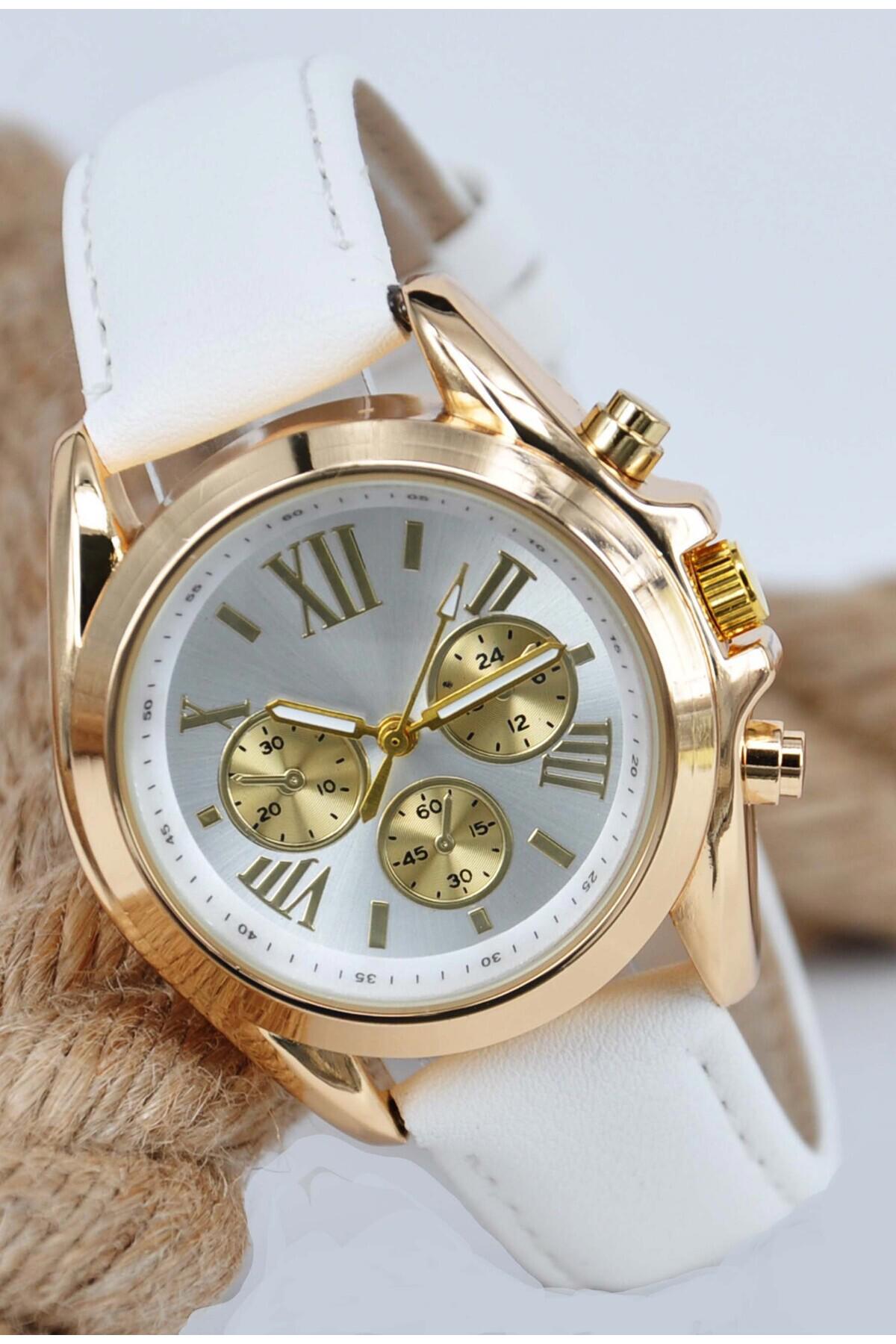 Sonsuzsaat SU-900 38 mm Beyaz Deri Kordon Analog Kadın Kol Saati