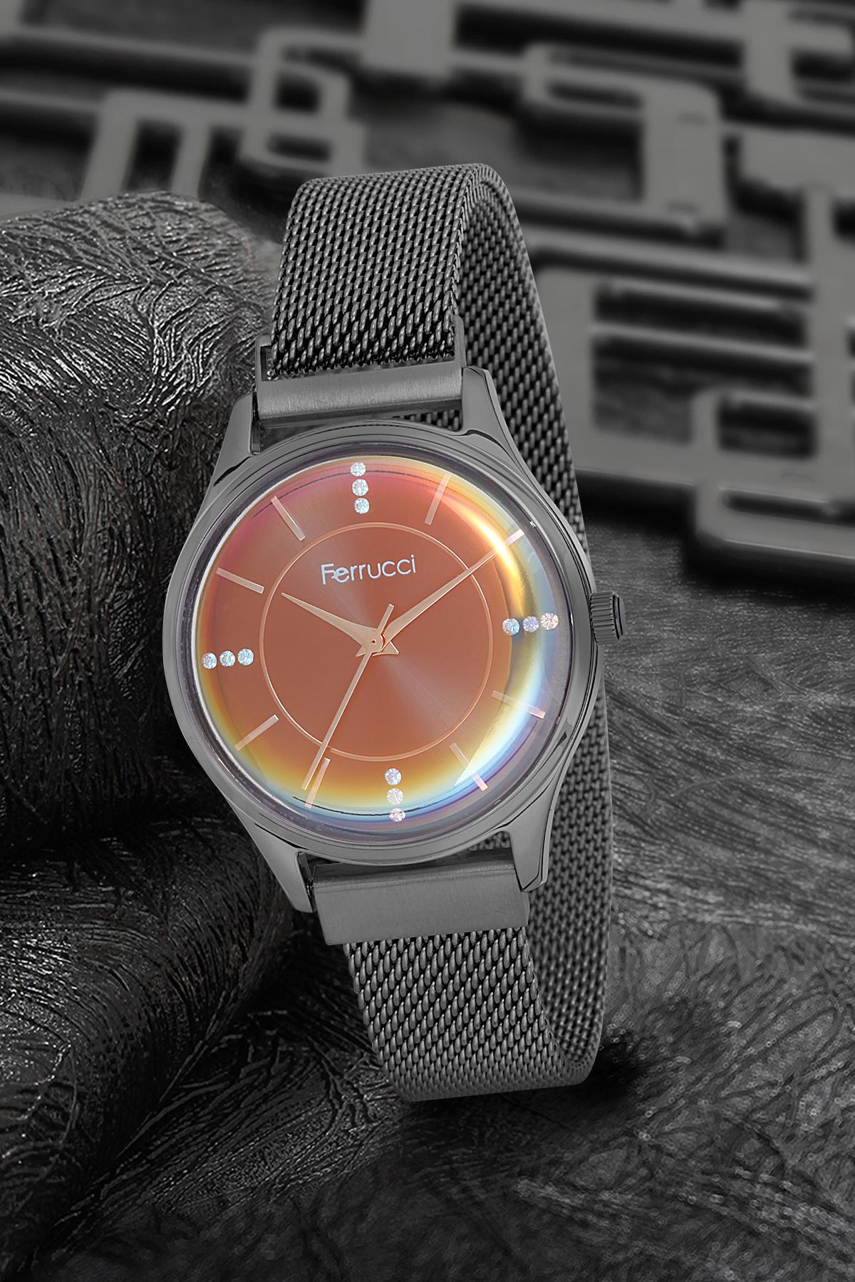 Ferrucci 9FM2526 36 mm Siyah Metal Kordon Analog Kadın Kol Saati