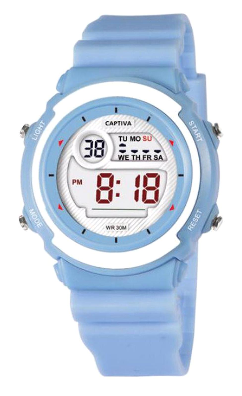 Captiva Işıklı Alarmlı Kronometreli Takvimli 41-45 mm Mavi Plastik Kordon Analog Çocuk Kol Saati