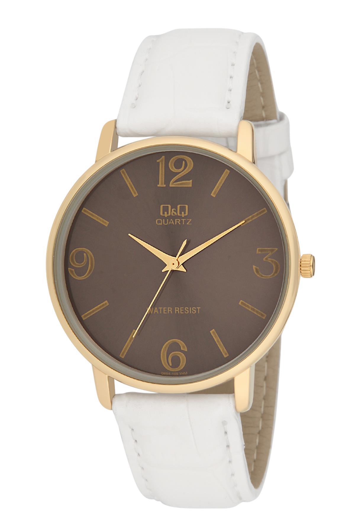 Q&Q 3A946 36 mm Beyaz Deri Kordon Analog Kadın Kol Saati