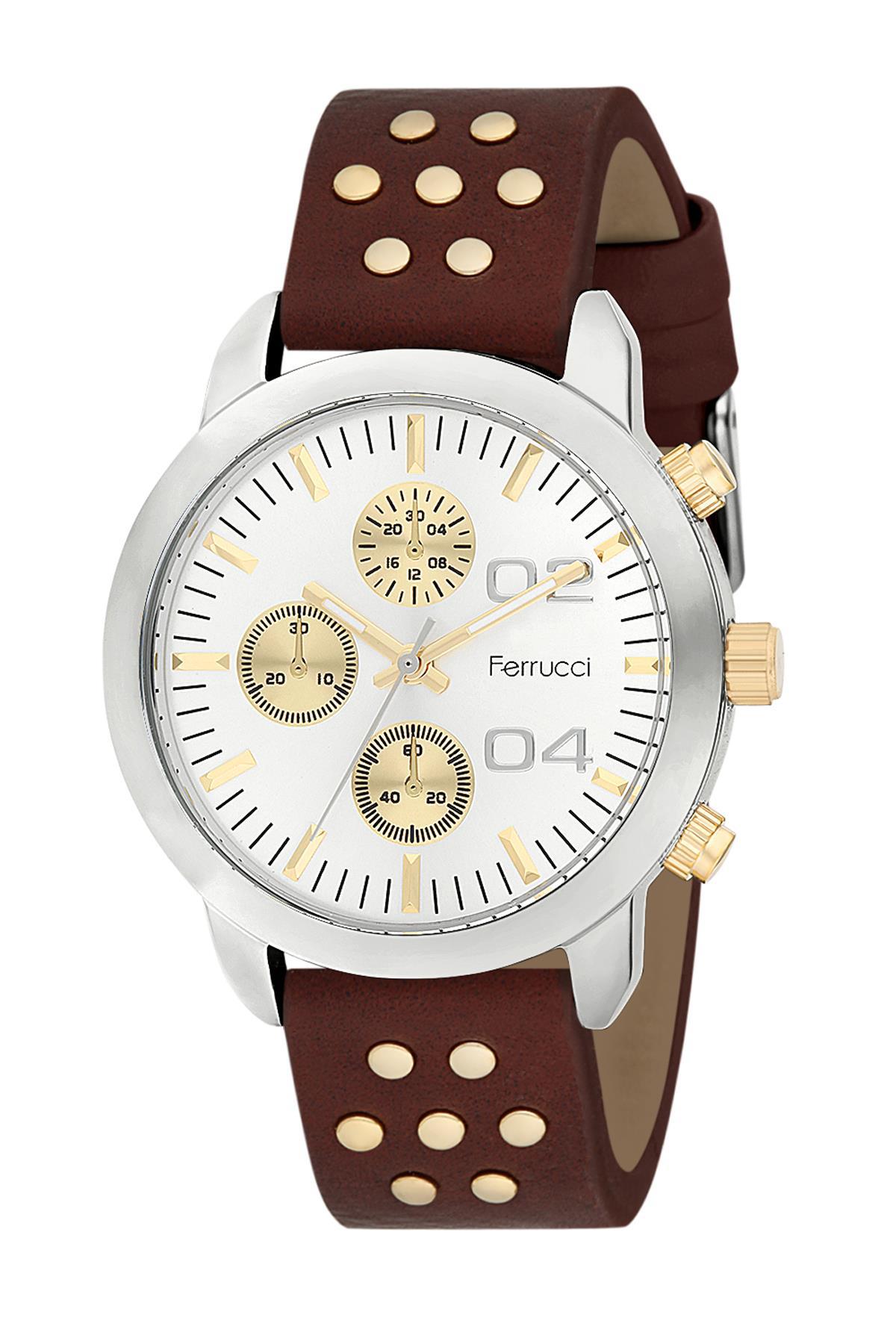 Ferrucci 8FK63 38 mm Kahverengi Deri Kordon Analog Kadın Kol Saati