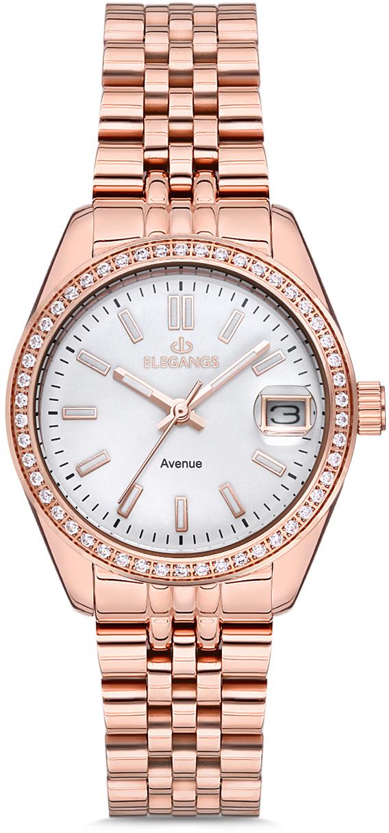 Elegangs EL2438.3 Takvimli 31 mm Rose Gold Çelik Kordon Analog Kadın Kol Saati