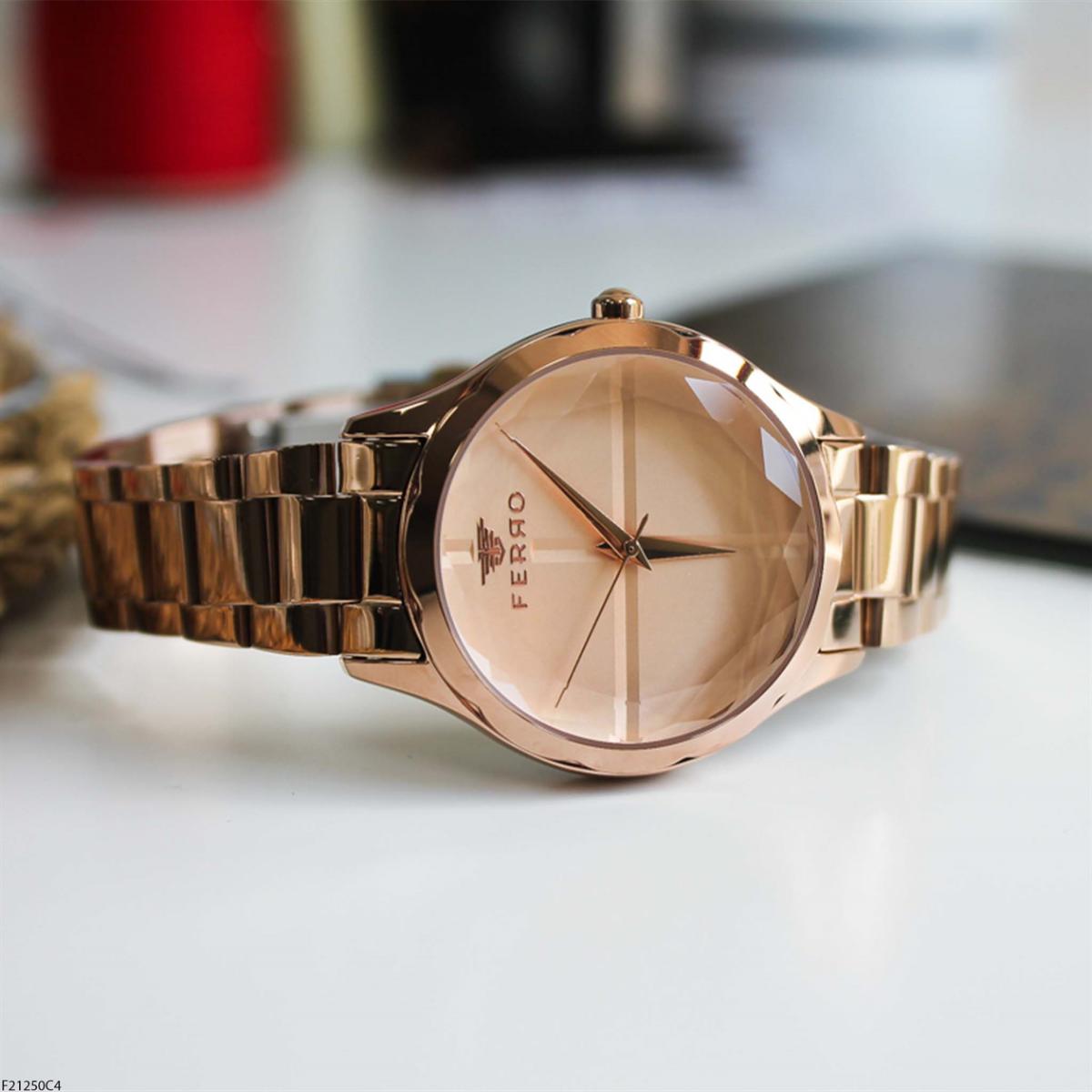 Ferro F21250C4 36 mm Rose Gold Çelik Kordon Analog Kadın Kol Saati