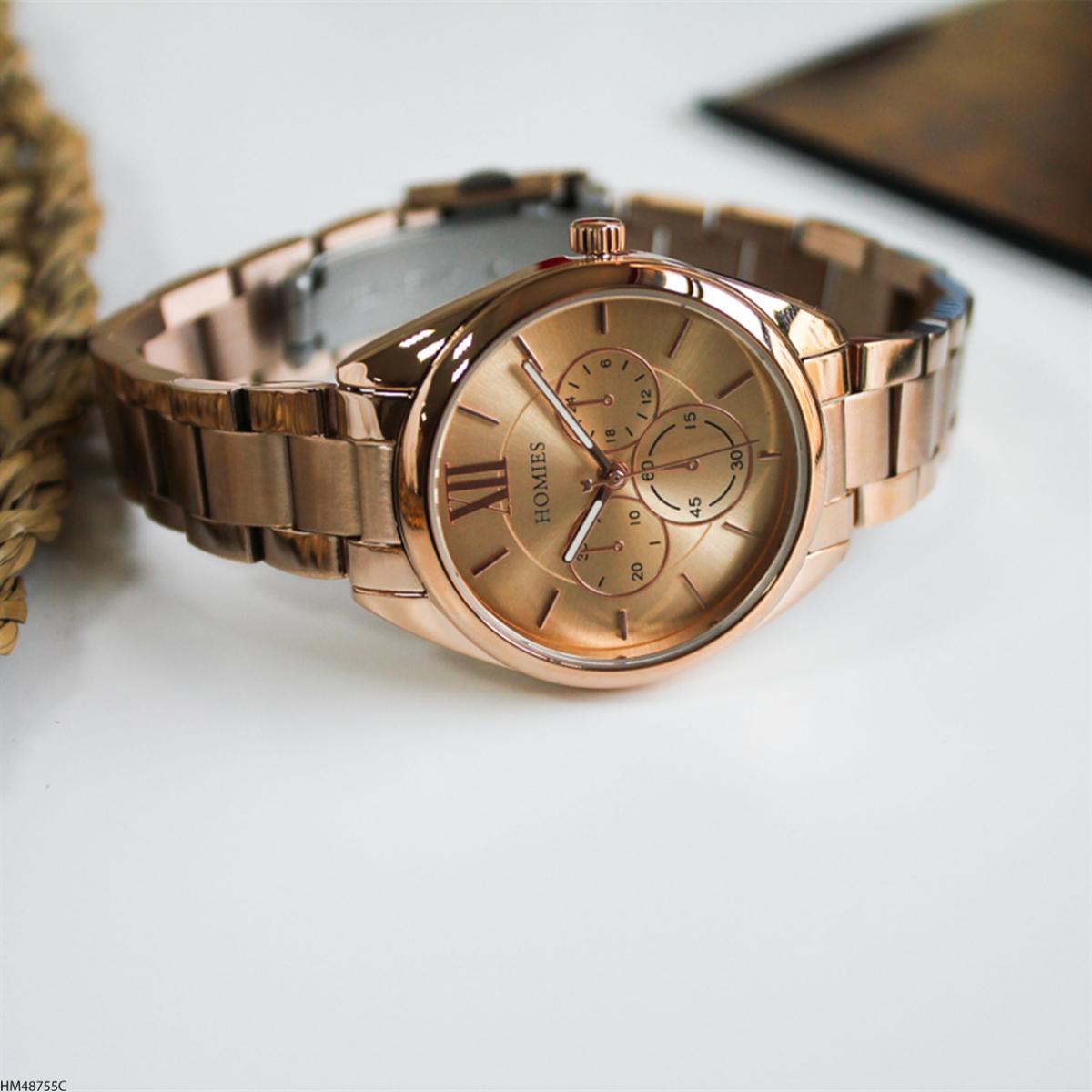 Homies HM48755C Takvimli 36 mm Rose Gold Metal Kordon Analog Kadın Kol Saati