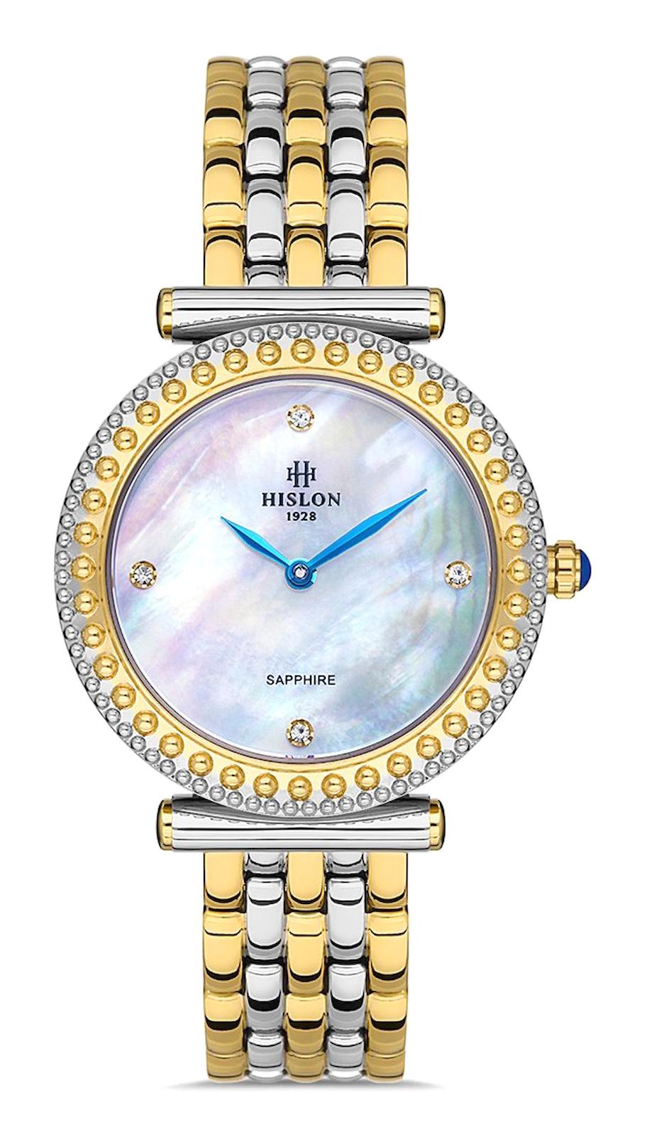 Hislon QL139T-02SG 33 mm Altın-Gri Çelik Kordon Analog Kadın Kol Saati