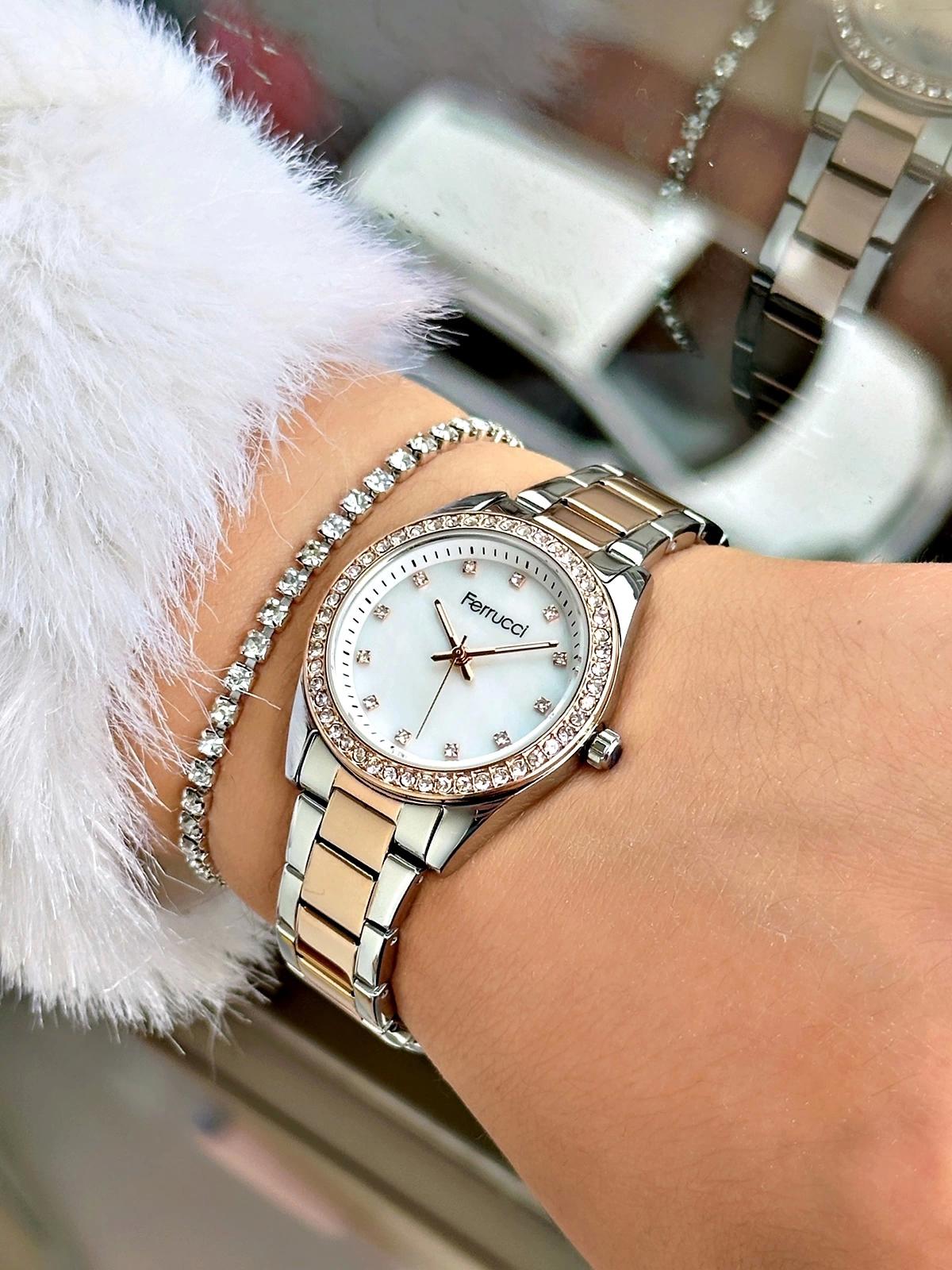 Ferrucci FC.03260M.02 40 mm Gri-Rose Gold Çelik Kordon Analog Kadın Kol Saati