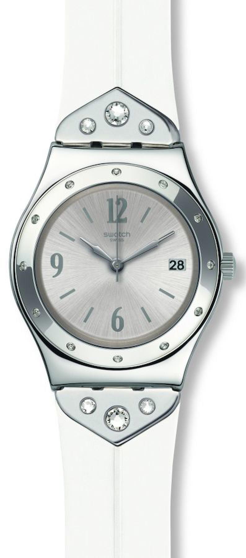 Swatch YLS450 Takvimli 33 mm Beyaz Silikon Kordon Analog Kadın Kol Saati