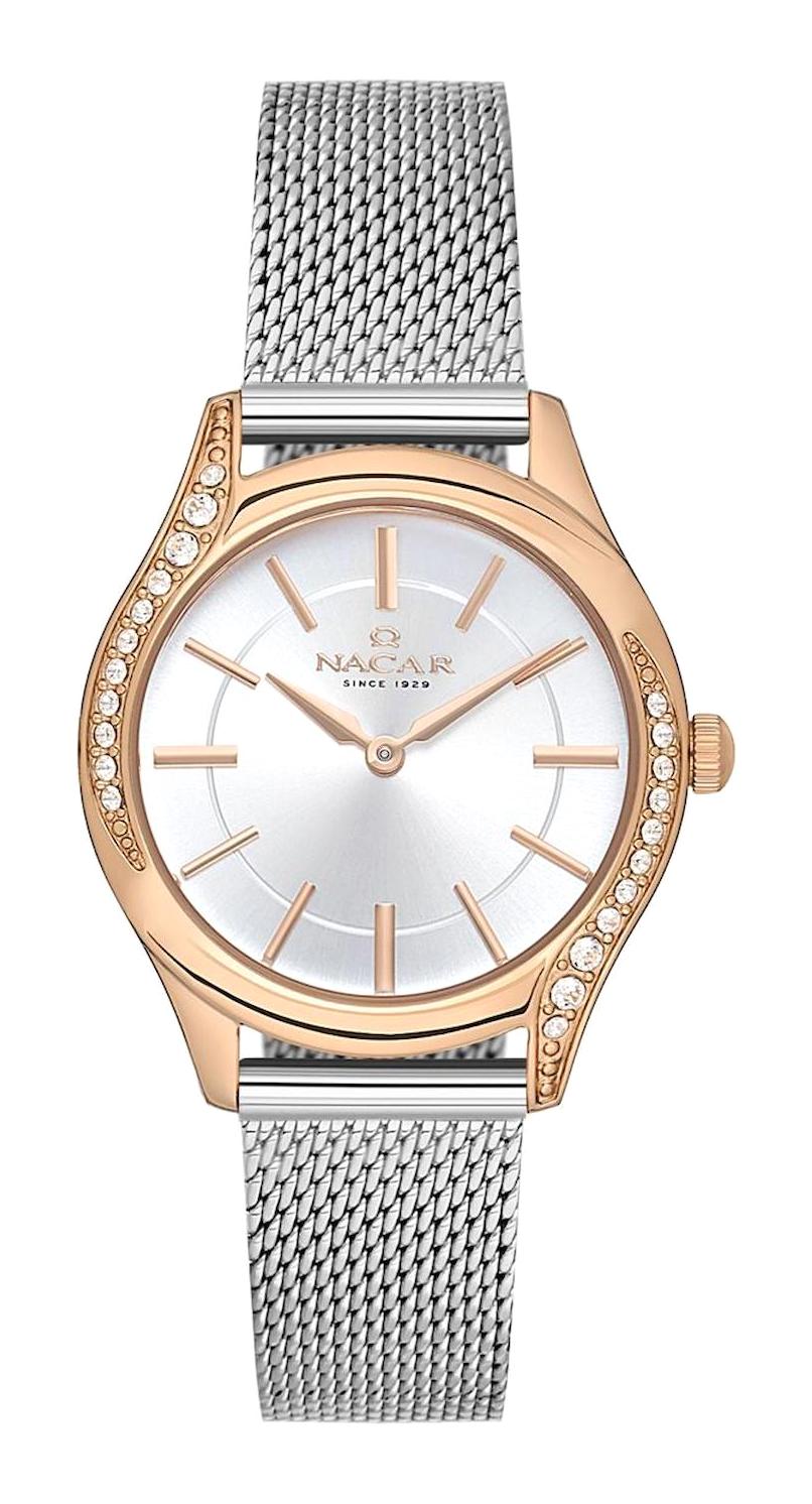 Nacar 34392020K-ESM 30 mm Gri Hasır Kordon Analog Kadın Kol Saati