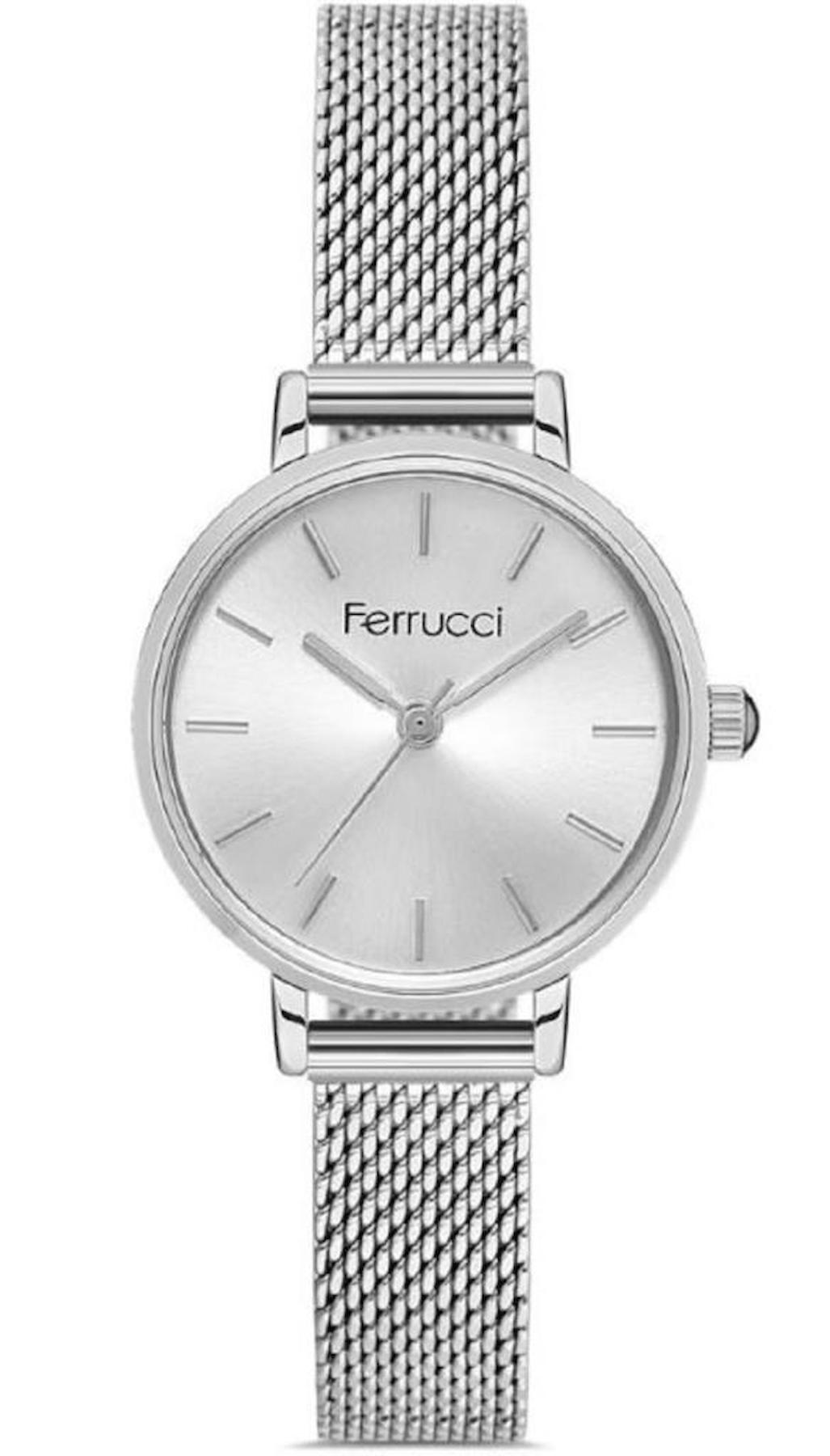 Ferrucci FC.1023.03222H.01 35 mm Gri Çelik-Hasır Kordon Analog Kadın Kol Saati