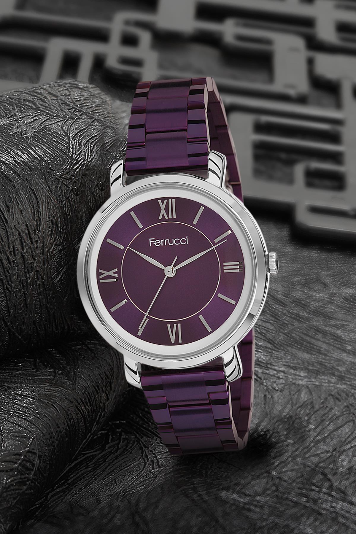 Ferrucci 9FM2446 36 mm Mor Metal Kordon Analog Kadın Kol Saati
