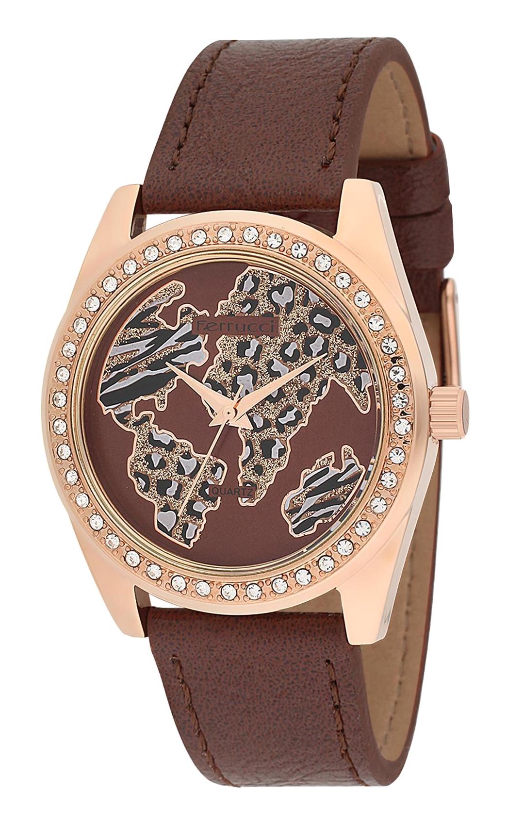 Ferrucci 2FK2065 38 mm Kahverengi Deri Kordon Analog Kadın Kol Saati
