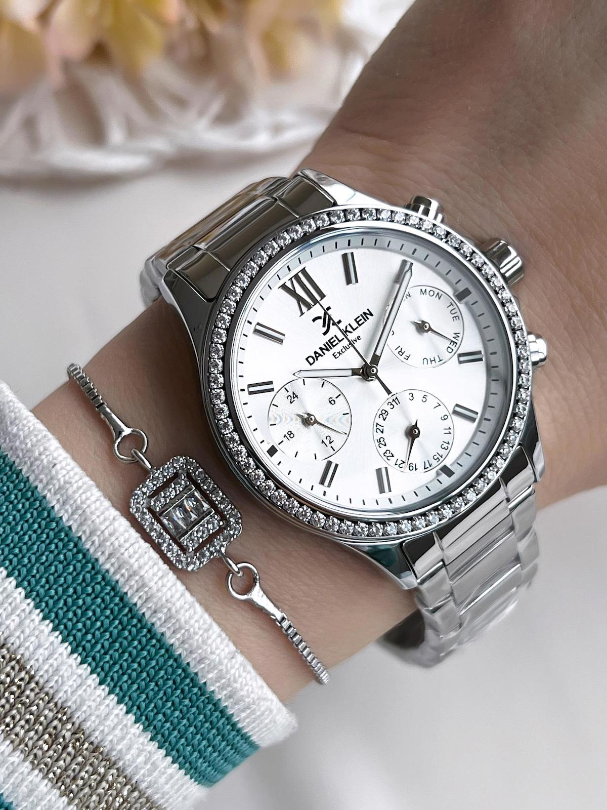 Daniel Klein BDK.13617-1 Takvimli 34 mm Gri Çelik Kordon Analog Kadın Kol Saati