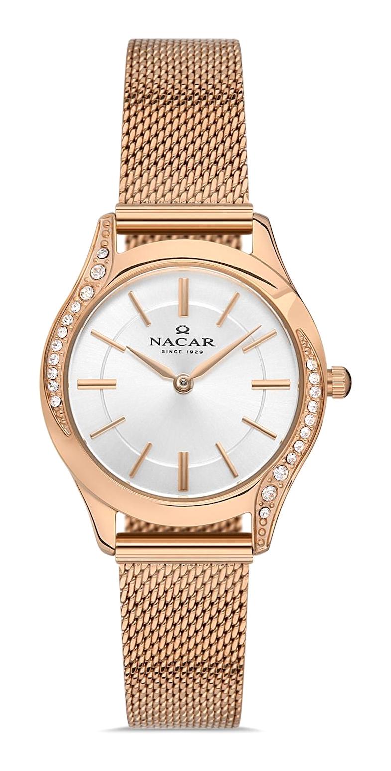 Nacar 36392020K-RSM 36 mm Rose Gold Hasır Kordon Analog Kadın Kol Saati