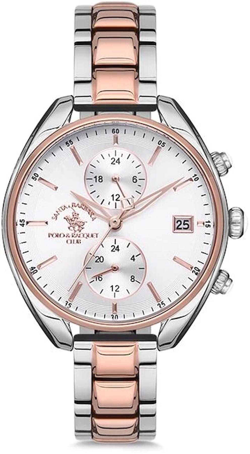 Santa Barbara Polo & Racquet Club SB.1.10026.4 Takvimli 34 mm Gri-Rose Gold Çelik Kordon Analog Kadın Kol Saati