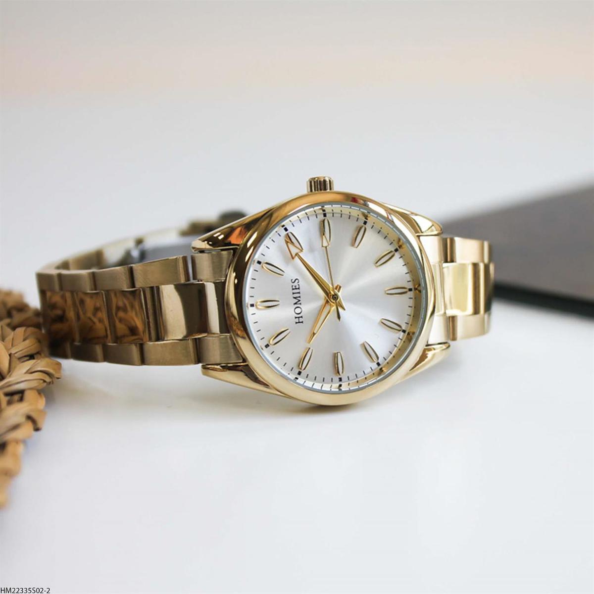 Homies HM22335S02-2 33 mm Altın Çelik Kordon Analog Kadın Kol Saati