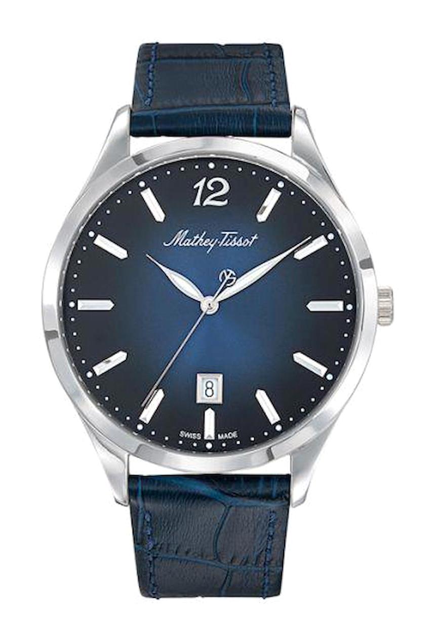 Mathey-Tissot D411ABU Takvimli 36-40 mm Siyah Deri Kordon Analog Kadın Kol Saati