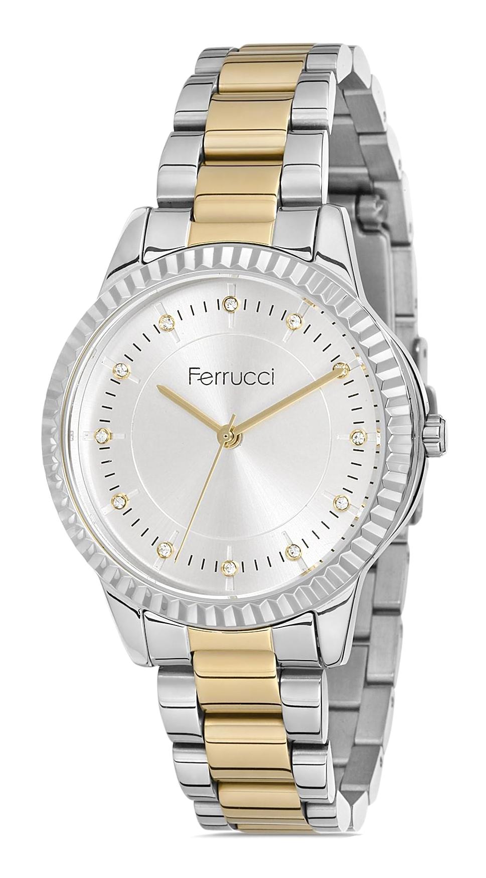 Ferrucci 9FM2702 36 mm Altın-Gri Metal Kordon Analog Kadın Kol Saati