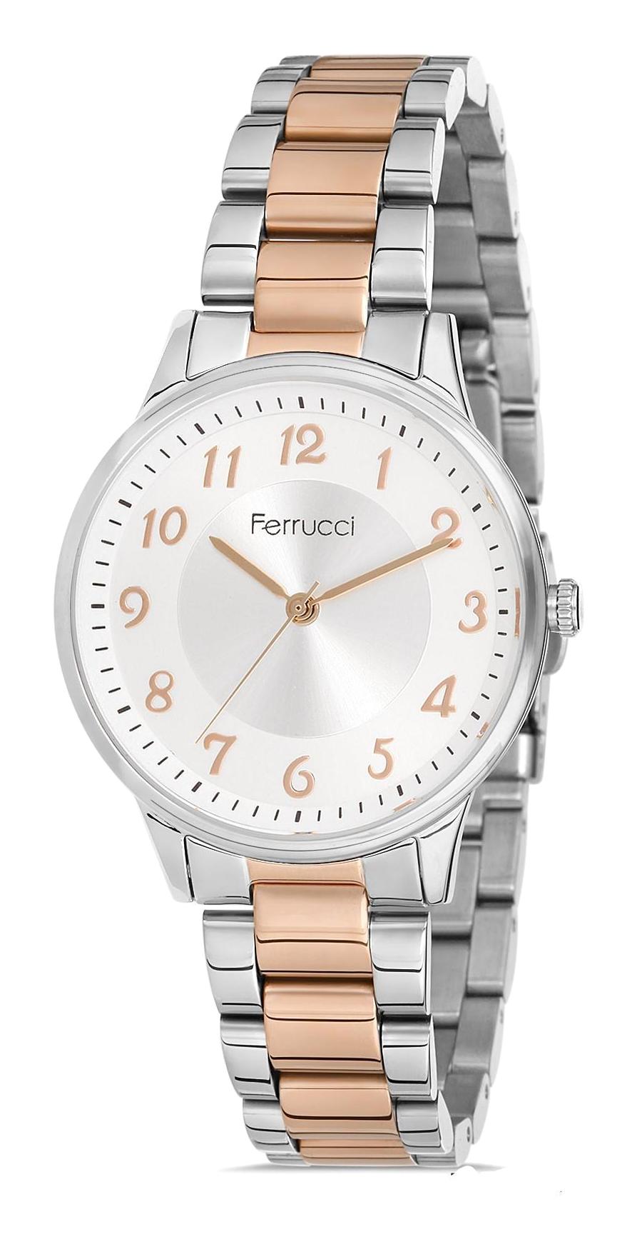 Ferrucci 9FM2691 36 mm Gri-Rose Gold Metal Kordon Analog Kadın Kol Saati
