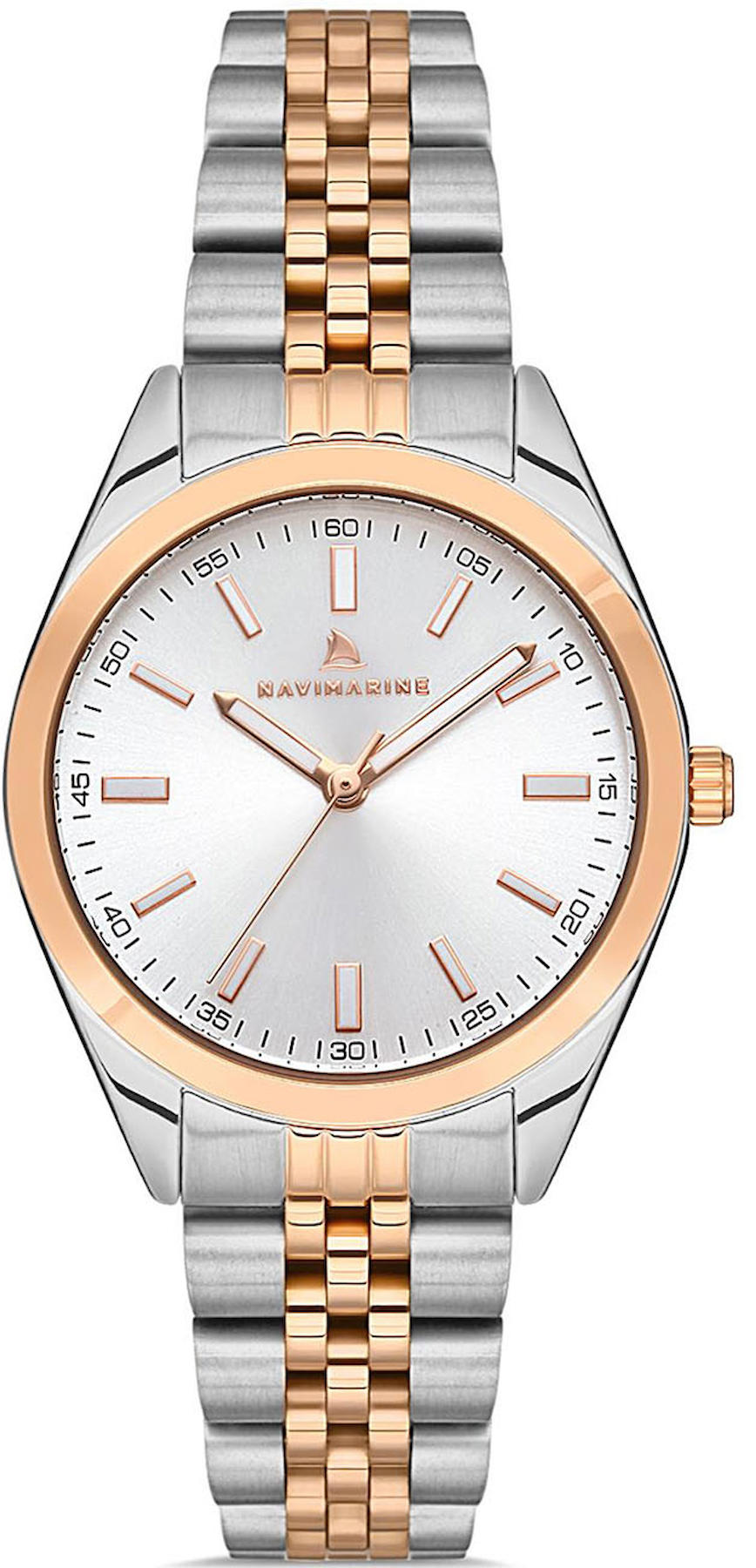 Navimarine NVM60-E1 34 mm Gri-Rose Gold Çelik Kordon Analog Kadın Kol Saati