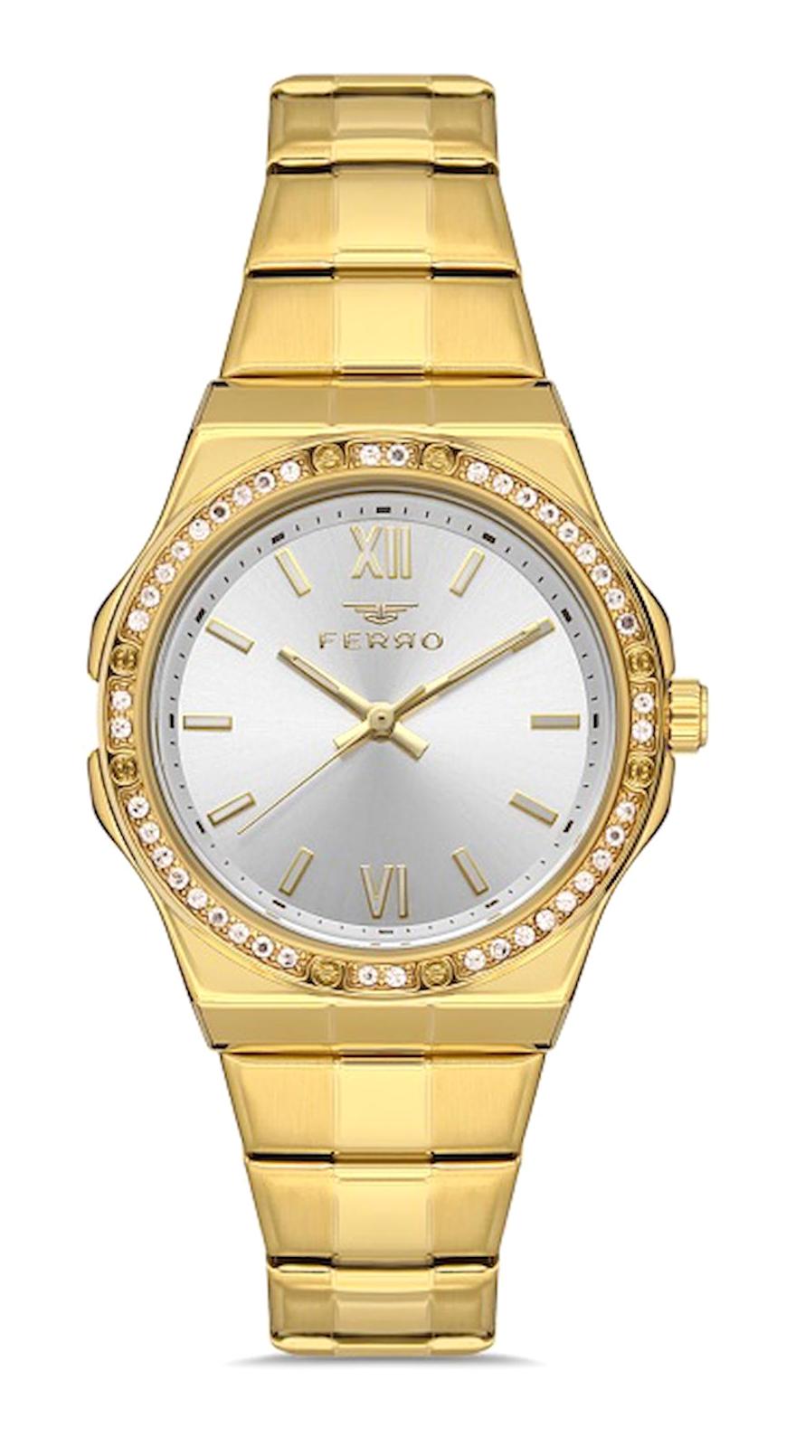 Ferro FL21358A-B 34 mm Altın Metal Kordon Analog Kadın Kol Saati