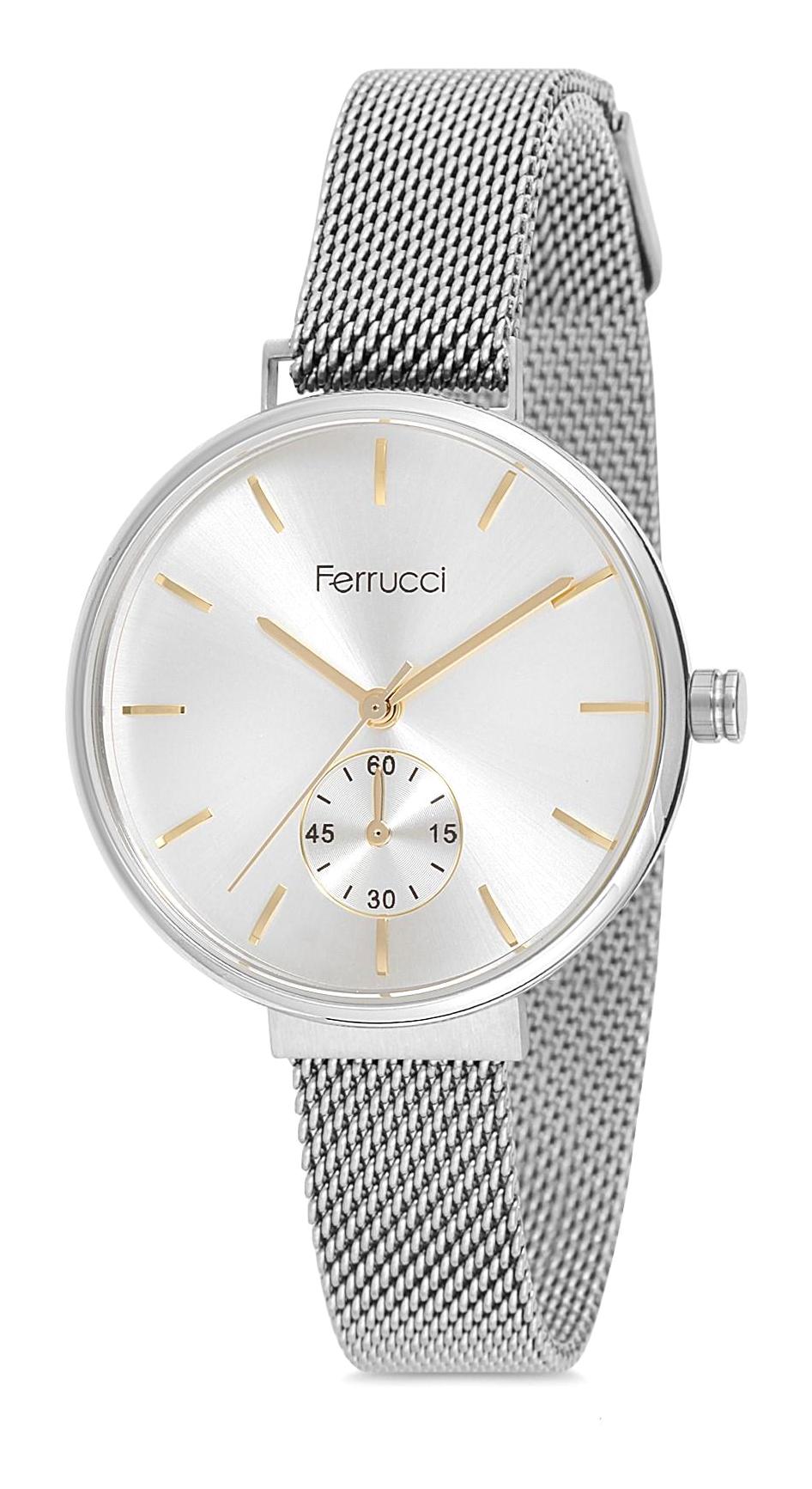 Ferrucci 9FM2345 38 mm Gri Çelik-Hasır Kordon Analog Kadın Kol Saati
