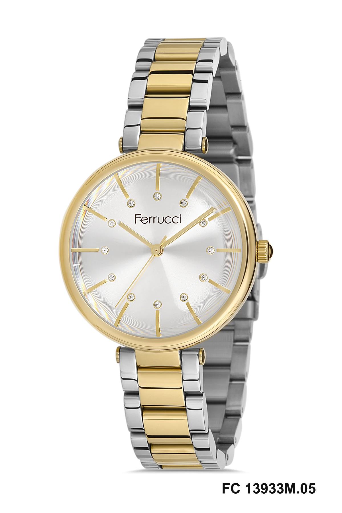Ferrucci FC.0622.13933M.05 33 mm Altın-Gri Çelik Kordon Analog Kadın Kol Saati